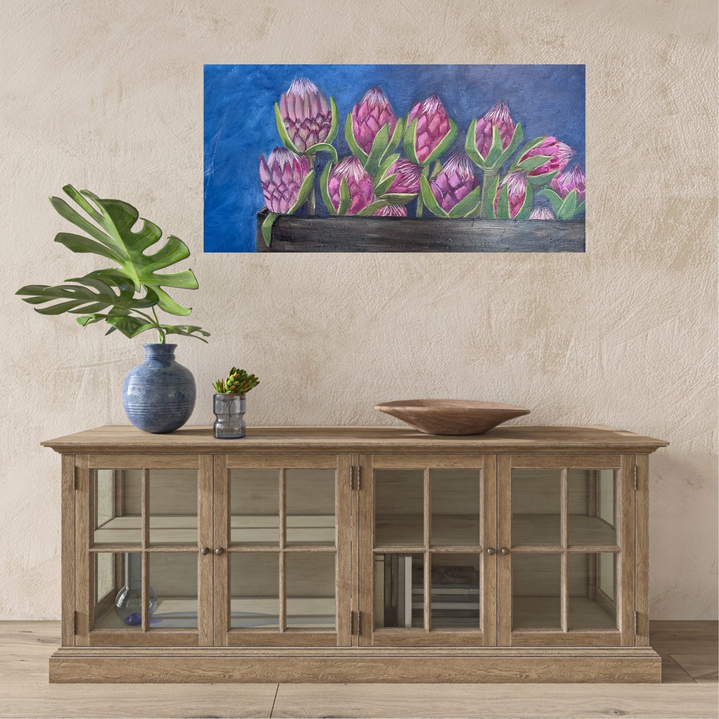 Blue Proteas - canvas