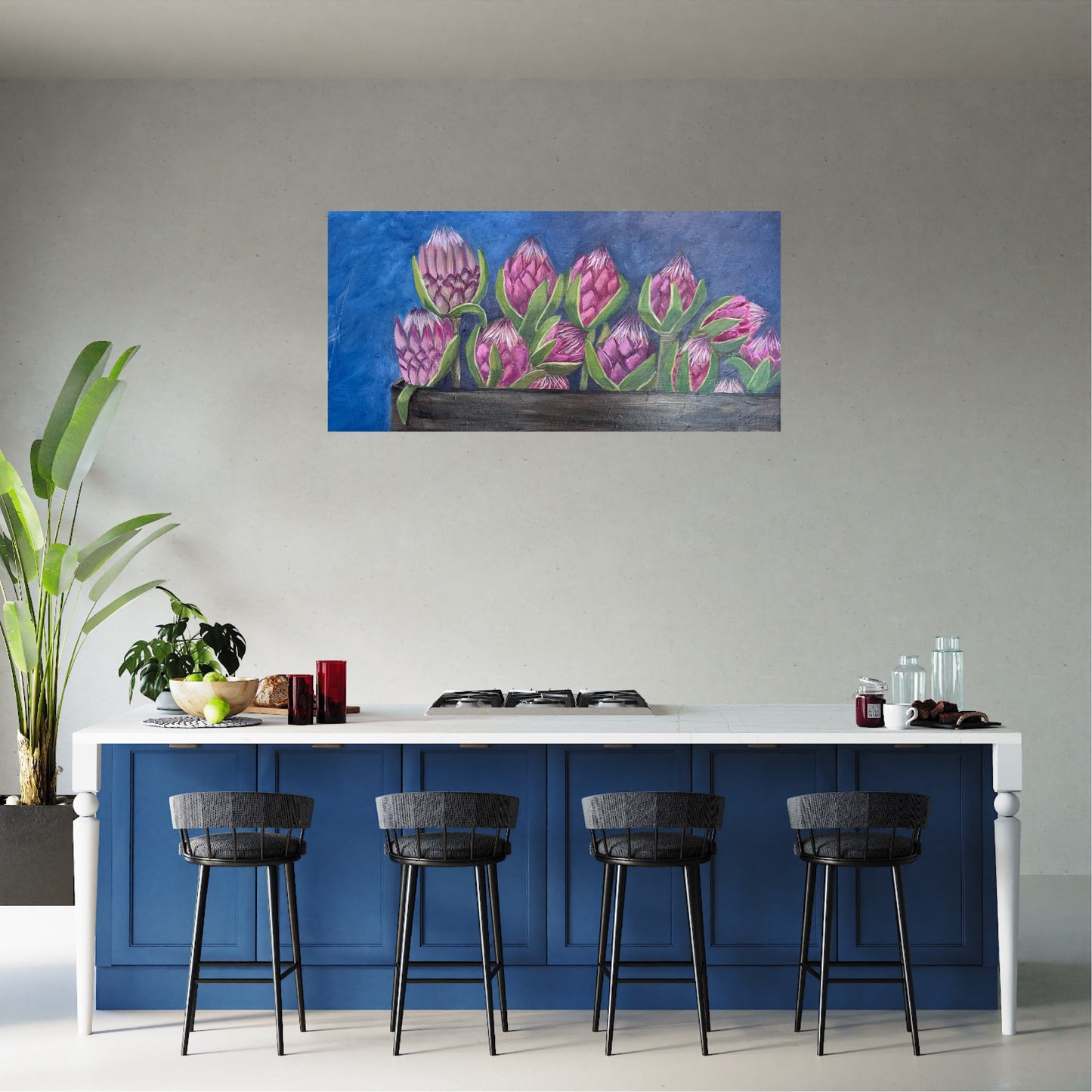 Blue Proteas - canvas