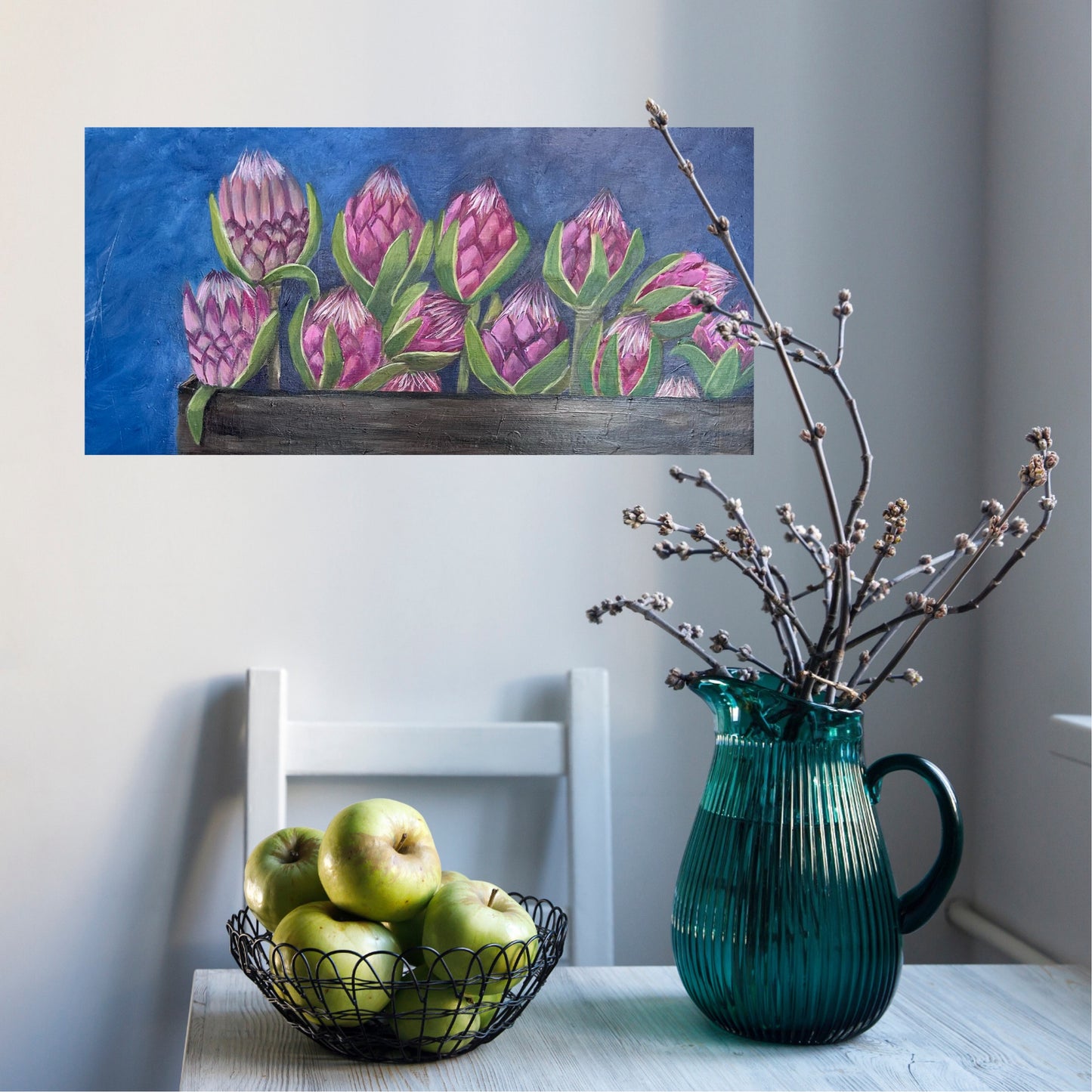 Blue Proteas - canvas