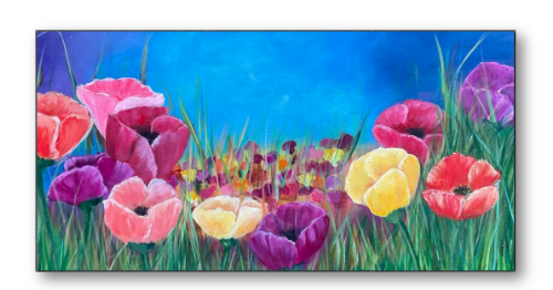 Giclée Canvas-Poppies in the Field