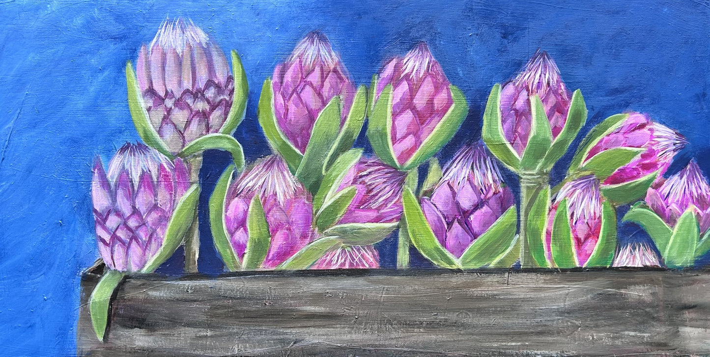 Blue Proteas Paper Print