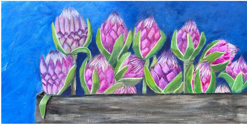 Blue Proteas Paper Print