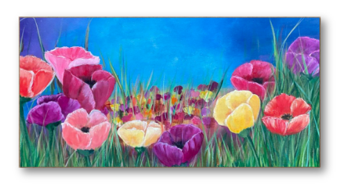 Giclée Canvas-Poppies in the Field